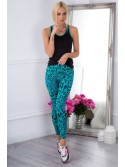 Mint sports leggings with a leopard print H006 - Online store - Boutique